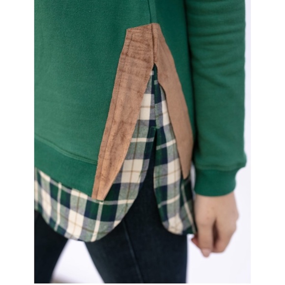 Green Charlotte sweater with Faux leather trim - Picture 4 of 7